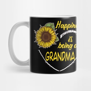 Happiness Is Being A Grandma Sunflower Heart Mug